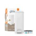 Diaper Genie Select Pail is Made of Durable Stainless Steel and Includes 1 Starter Square Refill That can Hold up to 165 Newborn-Sized Diapers. (White)