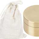 Alvinlite Portable Daily Pill Case, Brass Round Small Pill Box, Waterproof Metal Jewelry Pill Organizer Medicine Vitamin Holder Container with Lid for Outdoor Travel Working(M)