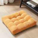Degrees of Comfort Meditation Floor Pillow, Square Large Pillows Seating for Adults, Tufted Corduroy Cushion for Living Room Tatami, Orange Yellow 22x22 Inch (1 Pack)