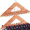 Leinuosen 2 Pack Cedar Tie Organizer Wooden Neck Tie Hook Organizer Storage up to 40 Ties Convenient Storage for Neckties, Belts, Hats