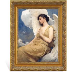 Vintage Gold Frame for 24x30 Paintings Prints, DIY Wood Ornate Frame with Open Back, No Front Cover, Baroque Canvas Frame for Landscape Portrait Gallery Wall Hallway Fireplace Decoration