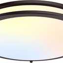 17.1 ×3.7×17.4 inch LED Flush Mount Ceiling Light, 50W 5600lm Bright Dimmable LED Light Fixture, Modern  Kitchen Light Fixture Ceiling for Living Room Bedroom, 1-Pack