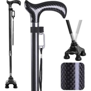 Carbon Fiber Walking Cane for Men and Women - 10 Height-Adjustable, Cane for Seniors Balance, Carbon Fiber Cane Ultralight 0.55 lb, Black Matte, 350 lbs Capacity(Black), One Size