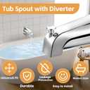Dreyoo Tub Spout (Universal Fits 1/2" Copper Pipe, 1/2" IPS and 3/4" IPS), Bathroom Bathtub Faucet with Adapters and Hex Wrench (Chrome,Simple)