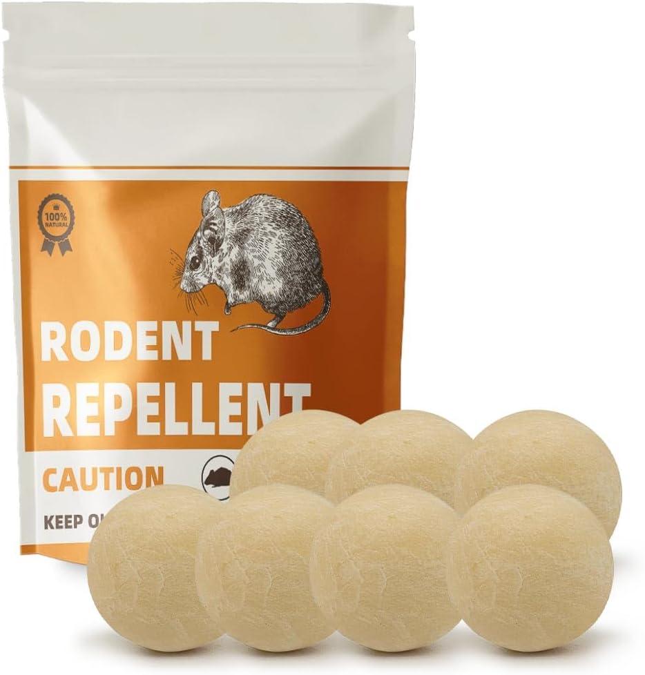 Rodent Repellent with Peppermint Oil, Mouse Repellent, Mice Repellent Balls for Indoor Outdoor, Rodents Repellent for House, Rat Deterrent Outdoor, Moth Balls for Outdoor Use - 7 Pack