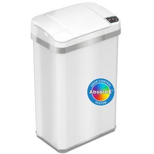 iTouchless 4 Gallon Fragrance Trash Cans with AbsorbX Odor Filter, 04 Gal Sensor Pearl White