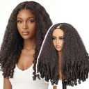 EINAEY V Part Wig Afro Curly Wig, #4 24" Synthetic V Part Wig for Black Women, Kinky Curly V Part Wig with Curly Ends Wear and Go Glueless