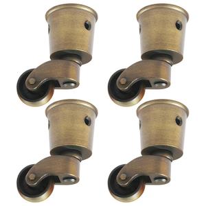 4 Pcs Vintage Furniture Casters, Antique Bronze Cup-Shaped Chair Caster Wheels for Furniture Legs, Heavy Duty Zinc Alloy Swivel Rollers, Effortless Movement, Floor Protection