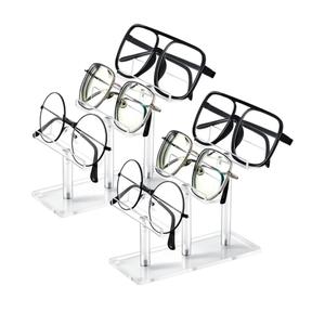 Sintuff 2 Pcs Eyeglasses Display Stand 3 Tiers Acrylic Sunglasses Holder Clear Sunglasses Organizer Frame Eyewear Glasses Stand for Glasses Shop Home Storage