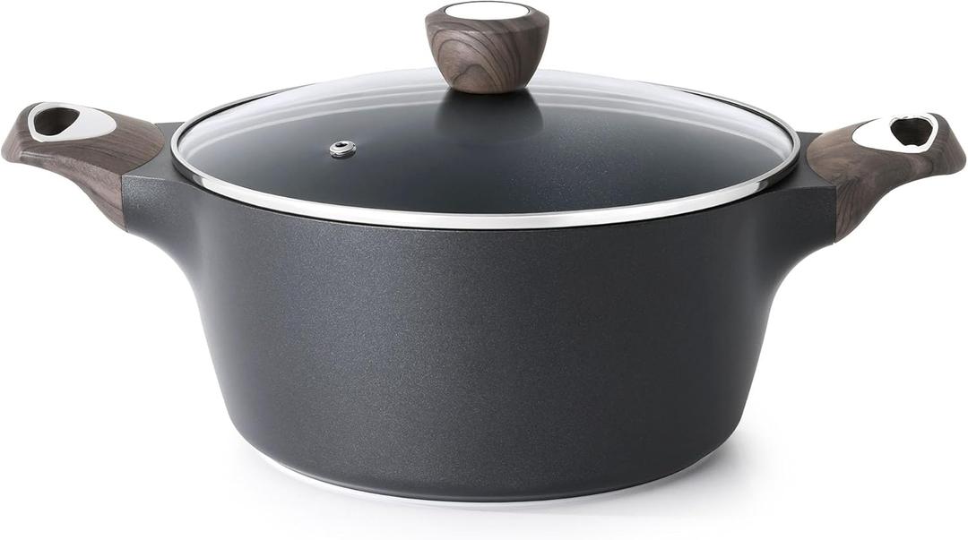 SENSARTE Nonstick Stock Pot with Lid, 2.6/4.5/6.6/8.5/11 QT Soup Pot Casserole Pot, Healthy Pasta Pot, Large Deep Cooking Pot, Big Sauce Pot Stew Pot, Induction Compatible, PFOA PFOS APEO Free, Black