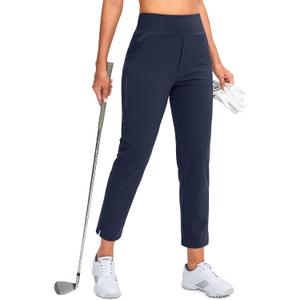 YYV Women's Golf Pants Stretch Work Ankle Pants High Waist Dress Pants with Pockets for Yoga Business Travel Casual (X-Large, Navy)