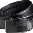 Ratchet Belt for Men Big and Tall Leather Dress Belt, Plus Size Up to 60" Adjustable Fit, 1.38 No Belly Pinch