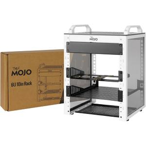 Tecmojo 6U Network Rack, 10 inch Mini Server Rack with 2 Side Translucent Panels & 2 Top Handles, 7.87 inch Deep, for 10 inch IT Equipment & A/V Devices, White