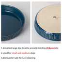 Fun Elements Shallow Dog Bowls, 8" Ceramic Dog Food Plate for Small and Medium Breeds, Non-Slip, Flat and Wide, Dishwasher Safe, Suitable for Puppies and Kittens (Blue)