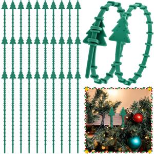 Zhengmy 30 Pcs Christmas Silicone Garland Ties for Banister 12" Stretchable to 24" Reusable Holiday Flexible Garland Hanger Ties for Christmas Banister Railing Stairs Craft Wrapping Lamp Posts Decor