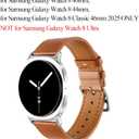 Genuine Leather Band Compatible with Samsung Galaxy Watch 8 40mm/44mm/ 8 Classic 46mm 2025 Only,Soft Wristband Stylish and Comfortable Replacement Strap for Women Men,Brown