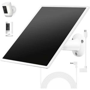 Solar Panel Charger for Ring Camera, Compatible with Ri ng Stick Up Cam Battery, Ring Spotlight Plus/Pro Battery,Waterproof, 5V 6W Fast Charging (White 1Pack)