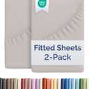 Twin XL Size Fitted Bed Sheet - Pack of 2 Single Fitted Bottom Sheet Only - Fits Mattress Up to 16" Deep Pockets - Extra Soft, Breathable & Cooling - Hotel Quality, Fade and Wrinkle Free - Light Grey