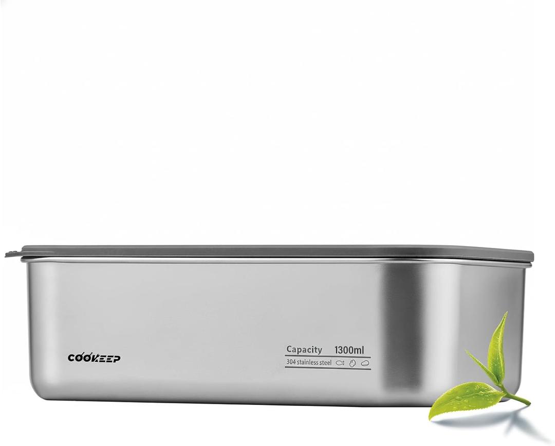 44oz/1300ml Stainless Steel Food Containers,Stainless Steel Containers with Lids,Snack Containers,Lunch Box,Easy Clean,Airtight & Leakproof for Kitchen Storage,Dishwasher Safe,BPA-Free