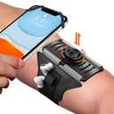 VUP Detachable Running Phone Holder 360Rotatable Armband for iPod MP3 Player iPhone, Fits All 4-6.7 Inch Smartphone Device, with Key Holder for Running Hiking Biking (Black-Detachable)