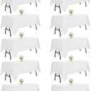 DRESSMAKER 10 Pack White Table Cloth Rectangle 60x102 Inches Polyester Tablecloth for 6ft Tables Washable Fabric Bulk Table Cloths for Party,Wedding Banquet