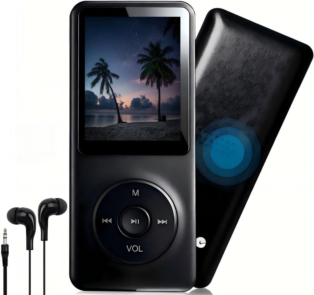 MP3 Player with Bluetooth - Portable Music Player for Kids - with Built-in HD Speaker, Voice Recorder, HiFi Sound, E-Book, Included Earphones,Supports up to 128GB(Memory Card Not Included)-Black