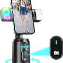 Crienten Auto Face Tracking Tripod, 360 AI Face Tracking Phone Holder with Remote, No AppSmart Phone Stand for iPhone & Android, Rechargeable Tripod for Video Recording, Live Streaming, TikTok, Vlog