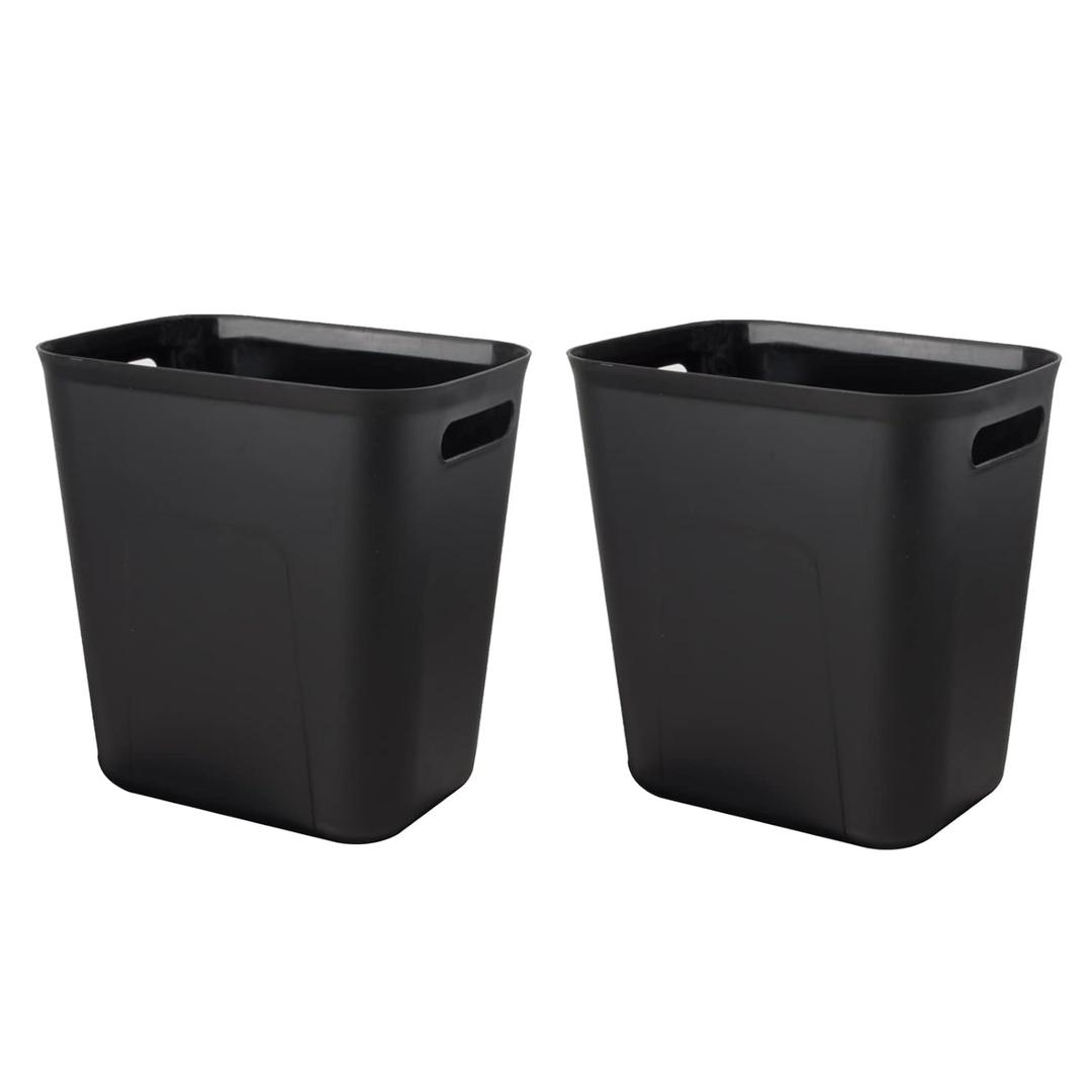 UUJOLY Plastic Trash Can Wastebasket, Garbage Container Basket for Bathrooms, Kitchens, Offices, Kids Rooms, Black, 3.5 Gallon, 2 Pack