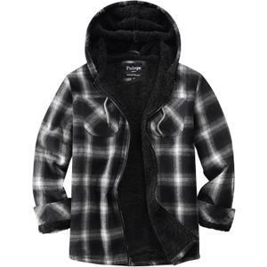 Womens Fleece Lined Jacket Fleece Zip Up Jacket Flannel Plaid shirt jacket Full Zip Hoodies for Women (X-Small, Black)