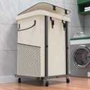 40 Gal(150L) High Grade Large Laundry Basket with Wheels, Rolling Laundry Hamper, Laundry Cart with Metal Frame and Removable Bag Design, Suitable for Laundry Room, Bedroom (White, 150L)