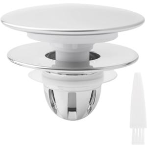 Bathroom Sink Stopper for 1.06-1.50, 2 Pack Pop Up Sink Drain Stopper with Hair Strainer Universal Bathroom Sink Drain Plug, Magnetic Split Design, Easy to Clean (Silver)