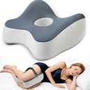 Knee Pillow for Side Sleepers Memory Foam Knee Pillow for Back Sleeping Hip PainSupport Thighs and Knees for SciaticaBackKneesJoints Pain ReliefLeg Pillow with Ice Silk CoverElastic Strap Gray