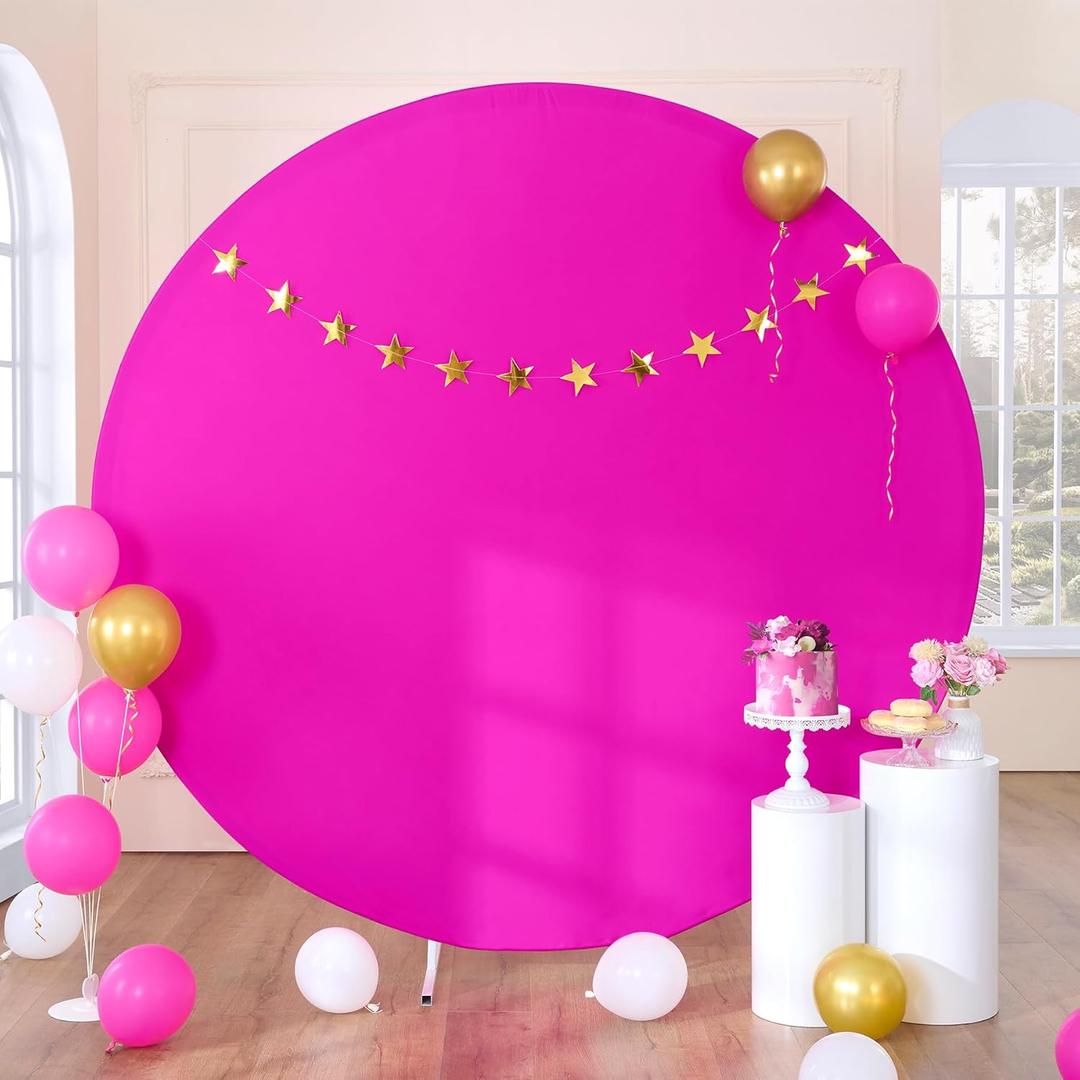 7.2FT Brick Round Arch Backdrop Cover for 9 ft Circle Stand, Wrinkle Free Circle Arch Background Cover, Farmhouse Style Wall Round Backdrop for Wedding Photography Birthday Baby Shower