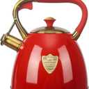 Tea Kettle -2.9 Quart Tea Kettles Stovetop Whistling Teapot Stainless Steel Tea Pots for Stove Top Whistle Tea Pot (Red)