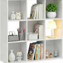 9-Cube Storage Organizer, Reversible Bookcase Shelf, Open Cube Bookshelf, Large Modern Storage for Living Room, Bedroom & Office, White