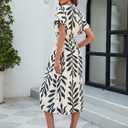 SEAFORM Women's Casual Long Dress V-Neck Retro Floral Print Dresses | Elegant, Long Fitted Floral Print Dress for Women, Flowy Hemlines, Work, Business, Wedding, Casual, Beach, Vacation Outfits (Beige, M)