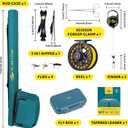 SF Fly Fishing Rod Combo Starter Kit Semi Gloss Green Jade Finish 24T Carbon Fiber Trout Travel Fly Rod with Reel,Fly Rod case,Fly Box , Flies,Tapered Leader,Knot Tying Tools, 9', 5wt, 4sec, M.F