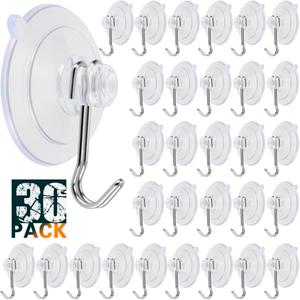 LUPYJI Suction Cup Hooks, Transparent PVC Removable Reusable, for Glass Windows, Mirrors, Doors, Tiles, 30 Pack