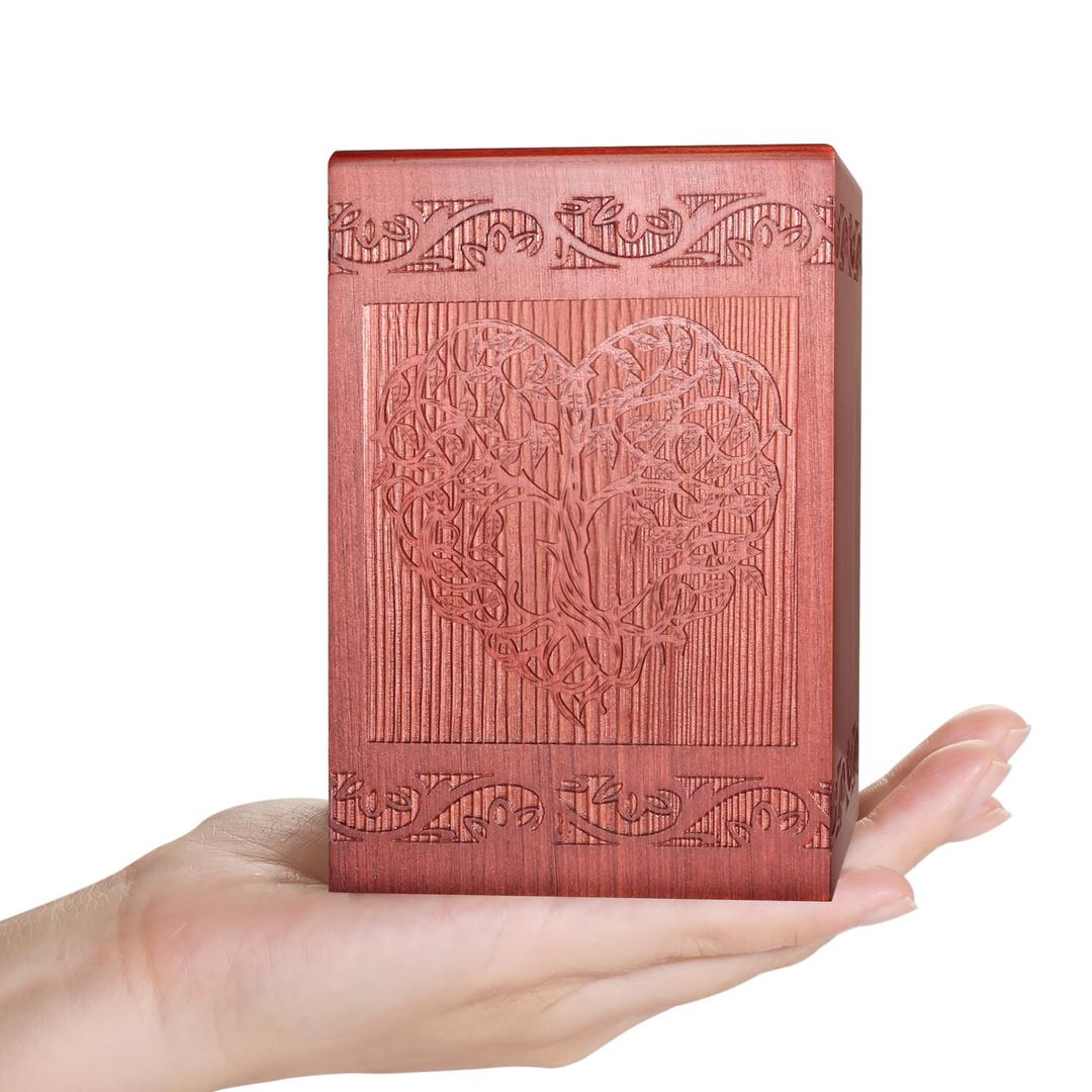 Wooden Cremation Urn for Human, Wood Handmade Engraved Decorative Box, Funeral Urns for Adult Male Female Burial or Memorial Keepsake, Urns for Ashes Men Women