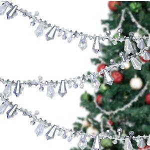Crystal Garland Strands - Hanging Chandelier Gem Bead Chain - 14mm Clear Octagon Prism Diamond String Decorations for Wedding Party Manzanita Centerpiece Christmas Tree (Acrylic, 33 Feet)