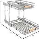 Pull out Cabinet Organizer, 2 Tiers 15"W X 21"D, Heavy Duty Smooth Sliding Under Cabinet Shelves for Pots and Pans, Full-Extension Roll out Drawers, Slide out Organization for Home Kitchen Pantry