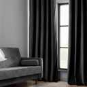 HPD Half Price Drapes Heritage Plush Velvet Curtains 96 Inches Long Room Darkening Curtains for Bedroom & Living Room 50W x 96L, (1 Panel), Black