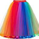 921 - Plus Size Women's Adult Maxi Knee Length Short Tutu Tulle Rainbow Skirt 4XL