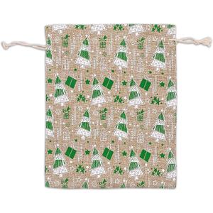 12-Pack 8x10 Reusable Jute Burlap Canvas Gift Bags w. Drawstrings (Christmas Tree, Large) - for Presents, Party Favors, Retail, Samples by TheDisplayGuys