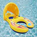 EEOCWF Mommy Baby Pool Float with Canopy Detachable, Interactive Parents Toddlers Swimming Ring, Inflatable Infant Pool Floaty Toddler Floats with Handle for Summer, Large
