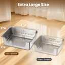 Rabbit Litter Box, Extra Large Bunny Litter Box with 304 Stainless Steel Sifting Tray & Hooks, Rabbit Litter Box, Easy to Clean and Odor Control (17.7" 13.8" 5.9")