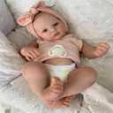 RXDOLL 18 Inch Lifelike Reborn Baby Dolls Silicone Full Body Girl Realistic Newborn Baby Dolls That Look Real Anatomically Correct Washable Toy Xmas Gifts (Pink-meadow Girl)