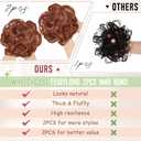 2 PCS Messy Bun Hair Piece Wavy Curly Hair Bun Scrunchies Extensions Synthetic Chignon Thick Updo Hairpieces for Women Girls(Copper Red)