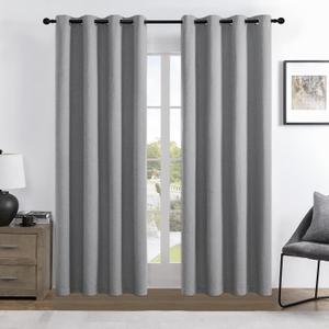 Joydeco 100% Blackout Curtains 84 Inch Length 2 Panels Set, Thermal Insulated Long Curtains& Drapes 2 Burg, Room Darkening Drapes for Bedroom Living Room Window (Light Grey, W52 x L84 Inch)