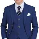 Boys' Suit Kids Formal Tuxedo Suits Set for Boys 4 Piece Dress Clothes Easter Wedding Outfit with Tie Pocket Square, Blue, Size 16 Y